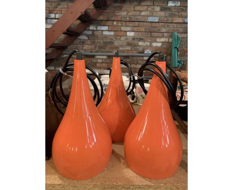 THREE NEW ORANGE/PEACH PENDANT LIGHT SHADES 