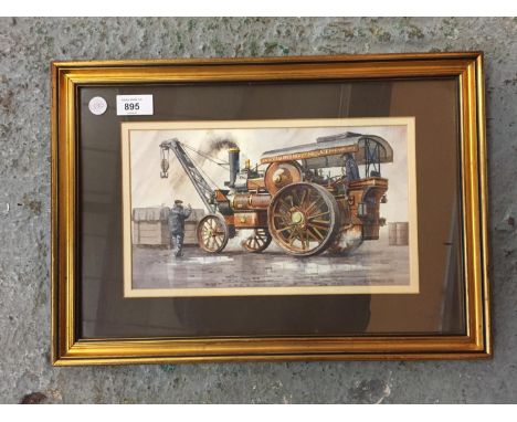A FRAMED WATERCOLOUR OF 'AMALGAMATED HEAVY HAULAGE MIDLANDS DIV' STEAM ENGINE BY JOHN E. WIGSTON 1989, SIGNED. 