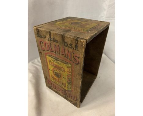 A VINTAGE WOODEN COLMANS MUSTARD BOX 