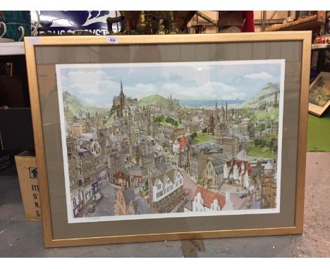 A FRAMED LIMITED EDITION 'MEMORIES OF EDINBURGH' PRINT BY STUART MOORE 427/1500 