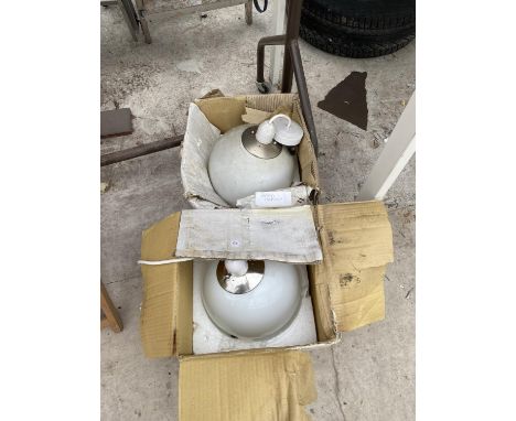 A PAIR OF DECORATIVE DOMED LIGHT FITTINGS 