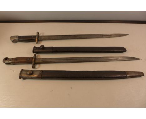 TWO BRITISH 1907 PATTERN BAYONETS BY WILKINSON, 43.5CM BLADES (ONE A/F) 