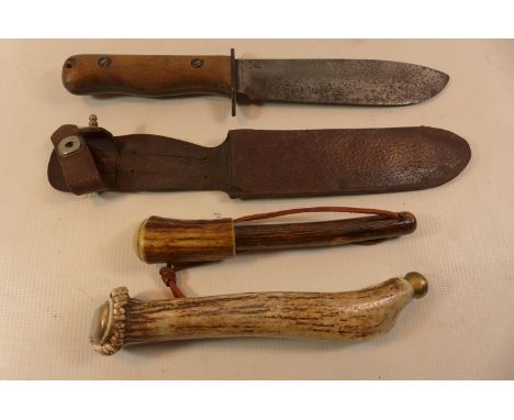 A MILITARY ISSUE WILKINSON SWORD SURVIVAL KNIFE, 18.5CM BLADE AND TWO PRIESTS 