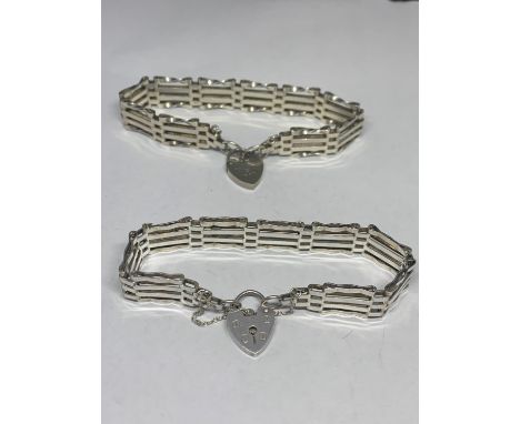 TWO SILVER GATE BRACELETS 