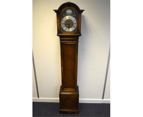 A Tempus Fugit oak case grandmother clock with chimes. Height 160cm.
