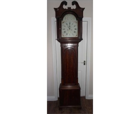 A good mahogany longcase clock, case possibly by Gillows, clock by Thomas Shaw of Lancaster. 8 day calendar dial, painted and