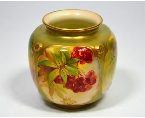 A Royal Worcester vase, with a red berry decoration, signed K. Blake and date code for 1930. Height 8cm.