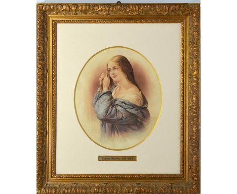 Richard Buckner (British 1812-1883), Portrait of a Young Women Plaiting Her Hair, watercolour, framed and glazed, 28cm x 24cm