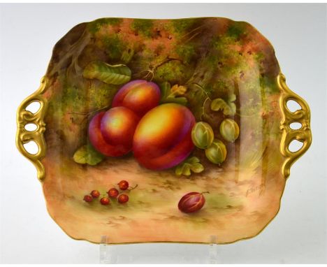 A Royal Worcester plate painted with a still life of fruit, signed E. Townsend. Printed marks. Diameter 28cm.