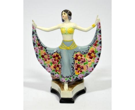 A Goldscheider glazed figure of an exotic dancer, designed by Albert Dominique Rosé. Model 5513. Impressed and printed marks.