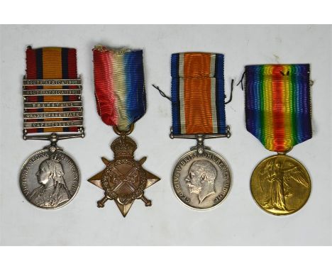 A set of four British medals in recognition of service in the Boer War and World War I, The South Africa Medal including Cape