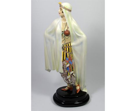 A large Goldscheider glazed figure, 'The Egyptian Dancer', designed by Josef Lorenzl, circa 1922. Model 5281. Impressed and p