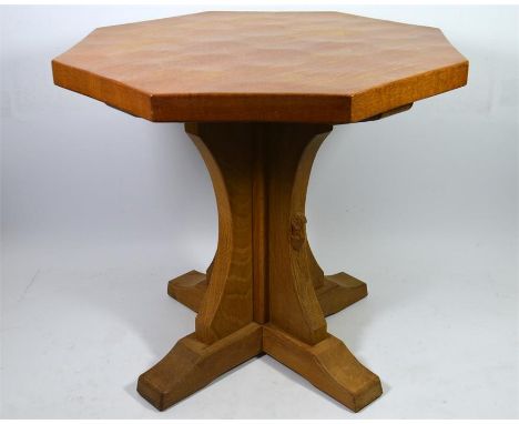 A Robert Thompson of Kilburn Mouseman octagonal coffee table. Height 48cm.