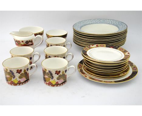 A Royal Worcester 'Lord Nelson Anniversary' collection part tea service, comprising plates, bowls, jug, saucers and coffee ca