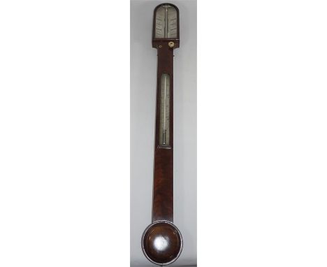 A mahogany stick barometer by L. Casella & Co, London. 19th century. Height 90cm.