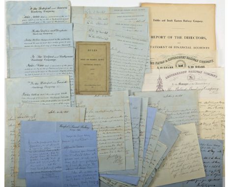Irish railway history. Correspondence 1848-53 of 23 letters between Lewis Demay and the management of the Dublin and Belfast 