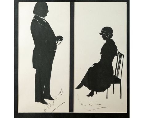 David Lloyd George and his daughter Megan, autographed silhouette portraits of the pair by Beatrice Sherman, created during t