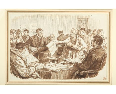 Charles Samuel Keene (1823-1891) English Scene in an Irish Land Court.Pen and ink, 7" x 10" (18 x 25cm)Signed with initials. 