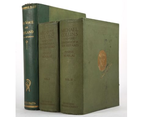 Beaslai, Piaras. Michael Collins and the Making of a New Ireland. Phoenix, Dublin, 1926, 2 volumes, 8vo, green cloth, gilt em