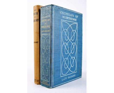 Gregory, Lady Agusta. Cuchulain of Muirthemne. London, 1903, 8vo. Blue buckram decorated covers, slightly stained, notated pr