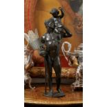 NEW SCULPTURE SCHOOL: A LATE 19TH CENTURY ENGLISH BRONZE GROUP OF A MAN AND BOY