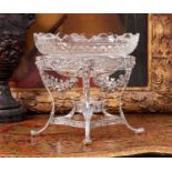 A FINE GEORGIAN STERLING SILVER AND CUT GLASS CENTREPIECE, LONDON, 1803