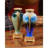 PAUL LOUCHET (1854-1936): A PAIR OF ORMOLU MOUNTED ART NOUVEAU STYLE PORCELAIN VASES
