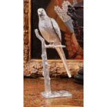 A RARE ENGLISH VICTORIAN SOLID SILVER MODEL OF A PARROT DATED 1901