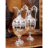 ELKINGTON: A PAIR OF EXHIBITION QUALITY, 19TH CENTURY STERLING SILVER NEO-CLASSICAL EWERS