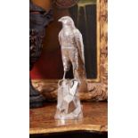A LATE 19TH CENTURY SILVER MODEL OF A HAWK, PROBABLY GERMAN