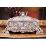 A LARGE STERLING SILVER VICTORIAN CASKET, LONDON, 1892