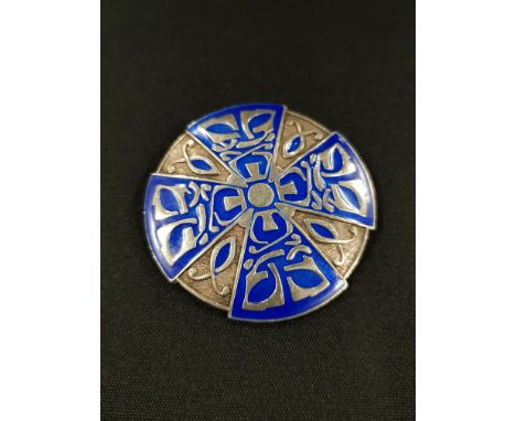 SILVER AND ENAMEL CELTIC BROOCH