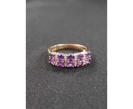 9 CARAT GOLD AMETHYST &amp; DIAMOND RING