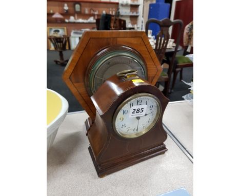 EDWARDIAN MANTLE CLOCK AND ART DECO BAROMETER