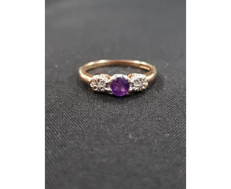 9 CARAT GOLD AMETHYST &amp; DIAMOND RING