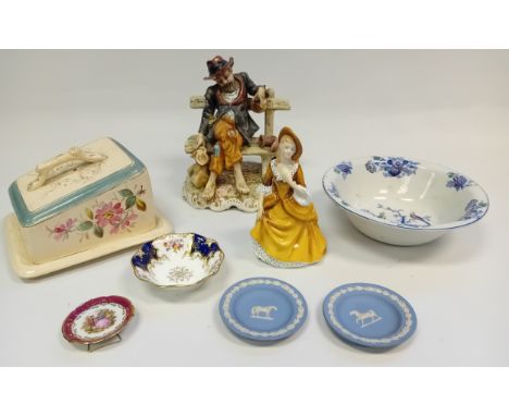 Collectable porcelain to include Wedgwood, Capodimonte Figure, Royal Doulton ''Sandra'', Limoges, Coalport, Wood &amp; Sons e