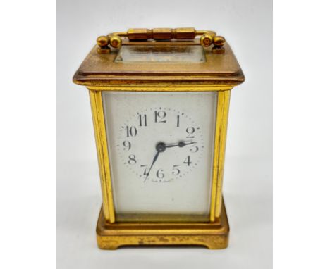 Antique Brass and bevel glass French carriage clock. Single barrel movement. [Needs attention]