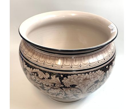 Large Italian planter signed ' Del. A Mano Fima Deruta' together with plate and small planter Height - 36cmDiameter - 46cmInt