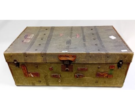 Vintage Canvas Suitcase Steamer Trunk[38x90x53cm]