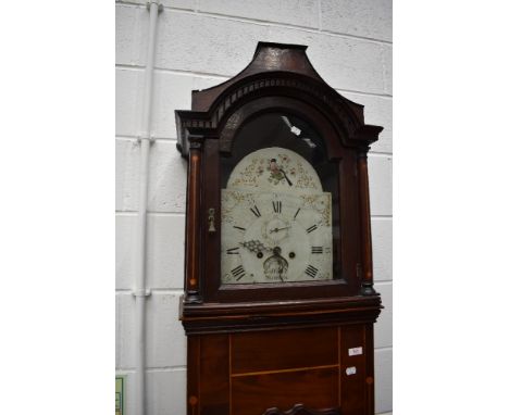 A C19th composite mahogany Longcase clock, having earlier top and later trunk base, with inlay decoration