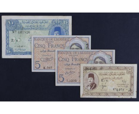 Africa (4), Tunisia 5 Francs (2) dated 8th February 1944 and 2nd October 1944 (BNB B216a &amp; b, Pick15 &amp; 16) VF+ and VF
