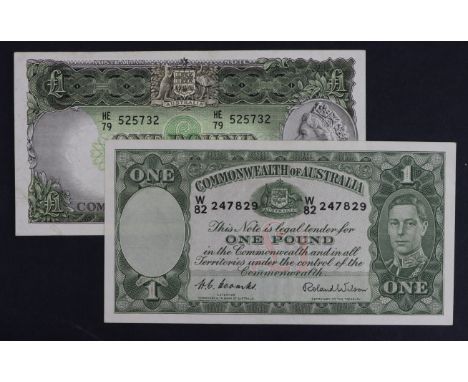Australia (2), 1 Pound issued 1952, signed Coombs &amp; Wilson, King George VI portrait, serial W/82 247829 (BNB B132d, Pick2