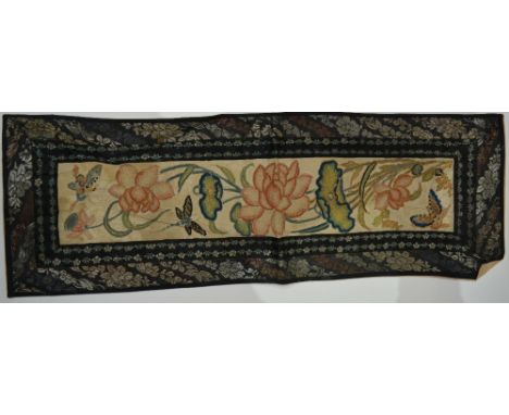Two Chinese embroidered shawls circa 1930 two Chinese embroidered panels and a scroll