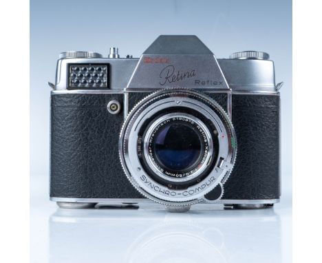This is a vintage Kodak Retina Reflex camera, a hallmark of mid-20th-century precision photography. Manufactured by Kodak AG 