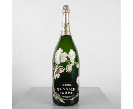 A dummy display 6-liter Methuselah bottle of Perrier-Jouet Belle Epoque Champagne, a celebrated cuvee renowned for its delica