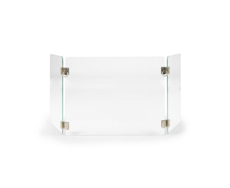 Jacques ADNET (1901-1984) (attribué à). Devant de foyer en verre et métalComposé de trois panneaux réunis entre eux par des c