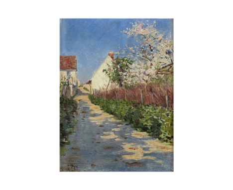 ALBERT DEPRE (PARIS 1861-1937)Chemin fleuri à la campagne signé et dedicacé 'à M. et Mme Andrien. Souvenir de vive et cordial
