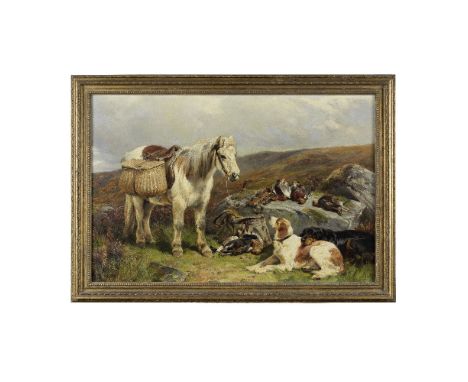 JOHN SARGENT NOBLE, RBA (ANGLAIS, 1848-1896)Un poney de garde-chasse et des setters au repos signé 'J S Noble' (en bas à droi