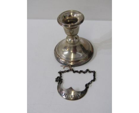 GEORGIAN DECANTER LABEL, a silver "Sherry" decanter label by Peter and Anne Bateman, London hallmark 1794; also a silver dwar