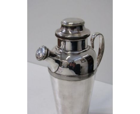 DECO COCKTAIL SHAKER, silver plate patent "Igene" cocktail shaker, patent No. 256156/26, 25cm height